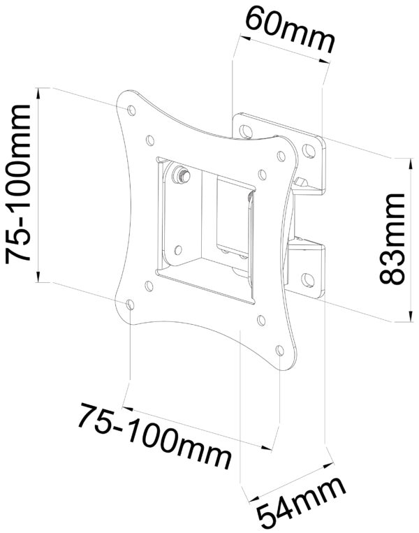 Supporto a Muro 1 Snodo Inclinabile per TV 13-30'' nero - immagine 3