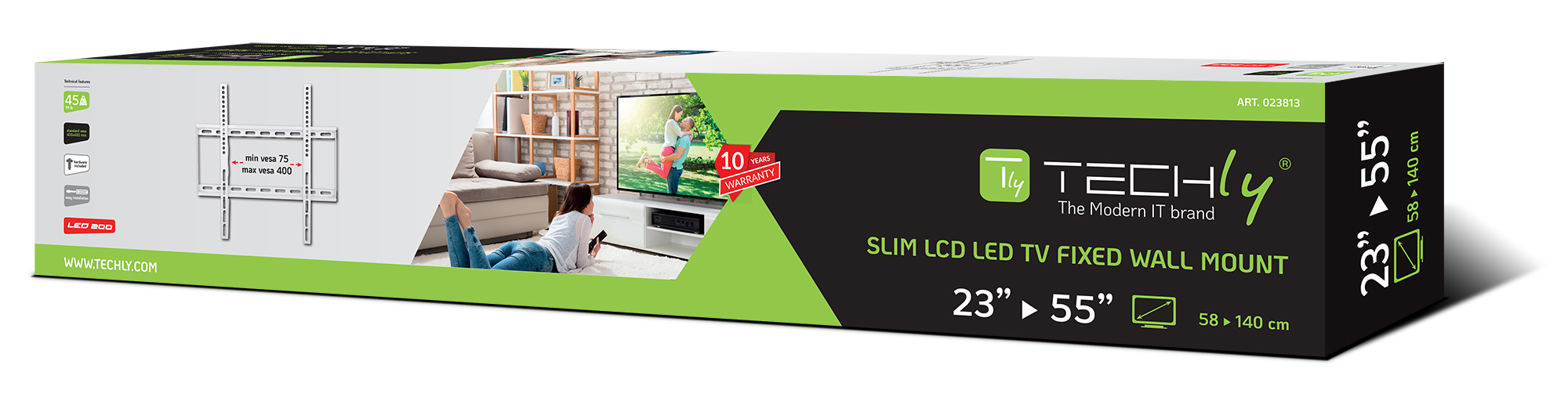 Supporto a Muro Fisso Slim per TV LED LCD 23-55'' Bianco - immagine 2