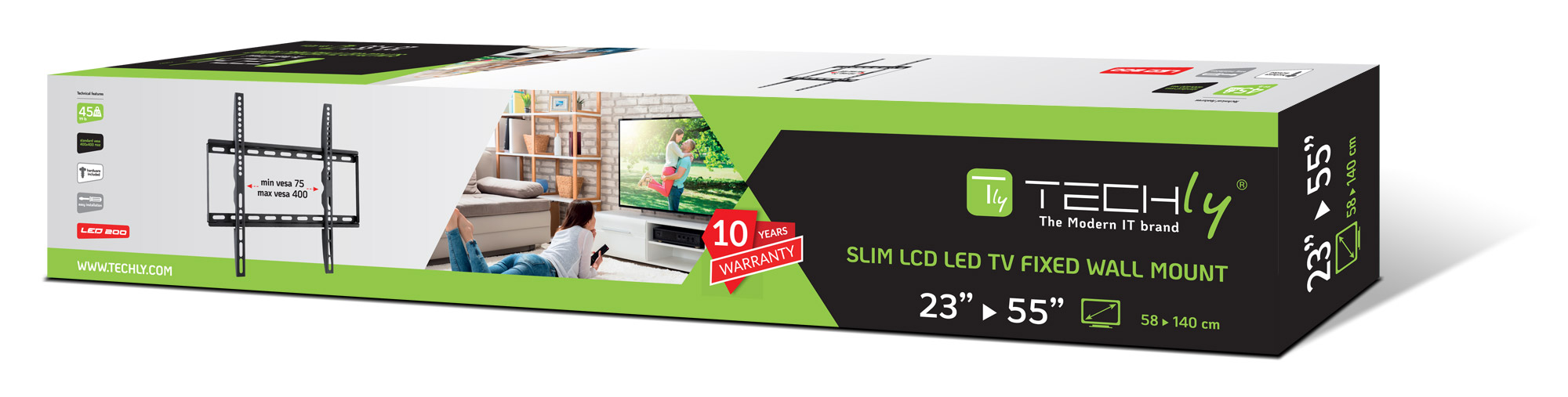 Supporto a Muro Fisso Slim per TV LED LCD 23-55'' Nero - immagine 2