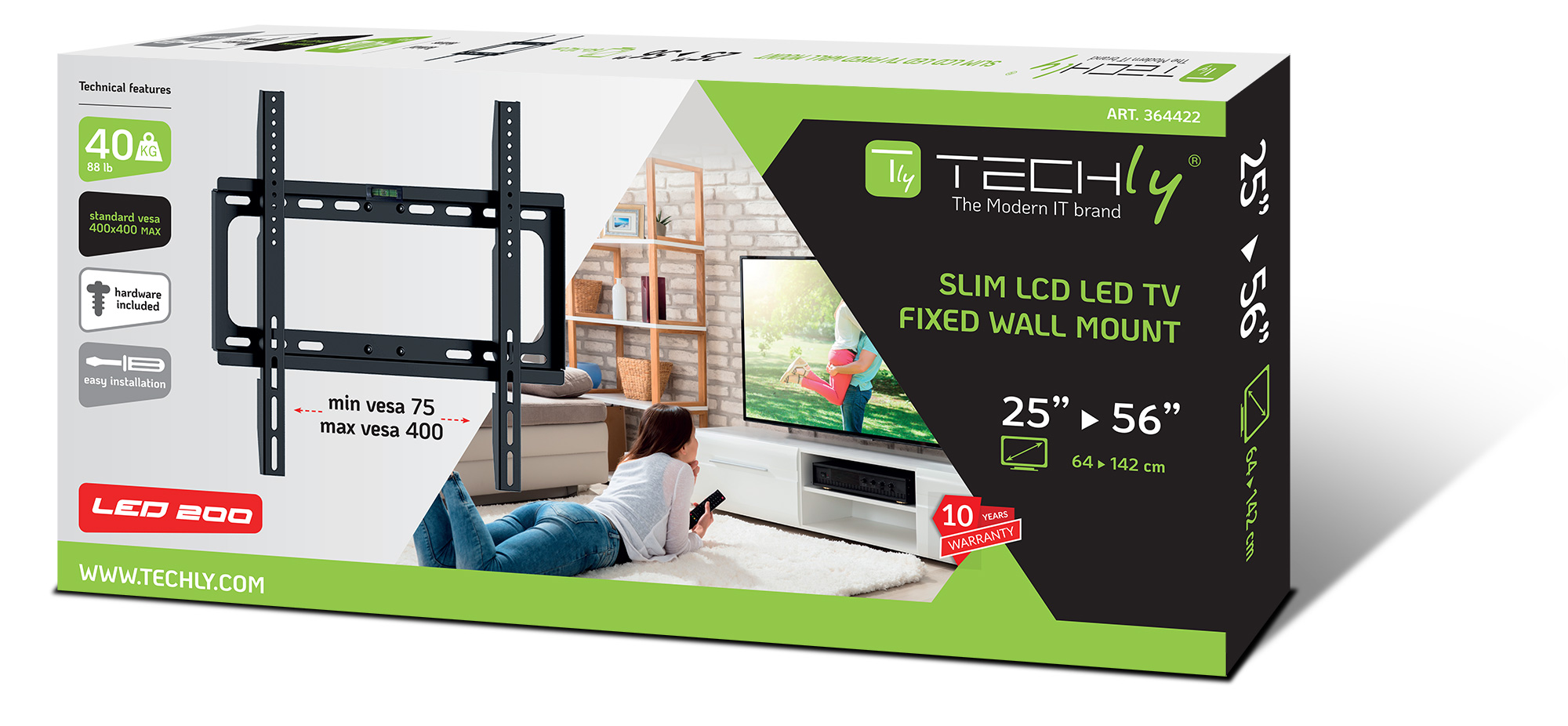 Staffa a Muro Fisso Slim per TV LED LCD 25-56'' Nero - immagine 2