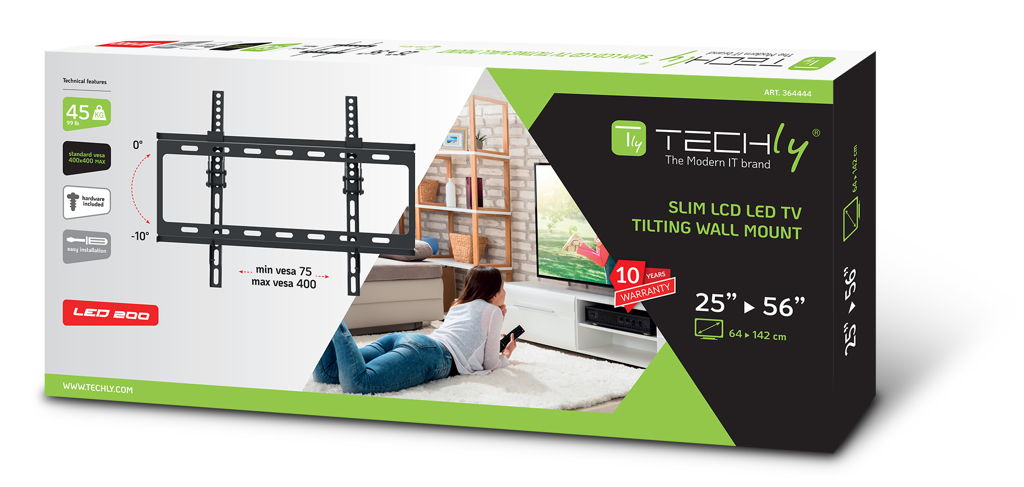 Staffa a Muro Inclinabile per TV LED LCD 25-56'' Nero - immagine 2