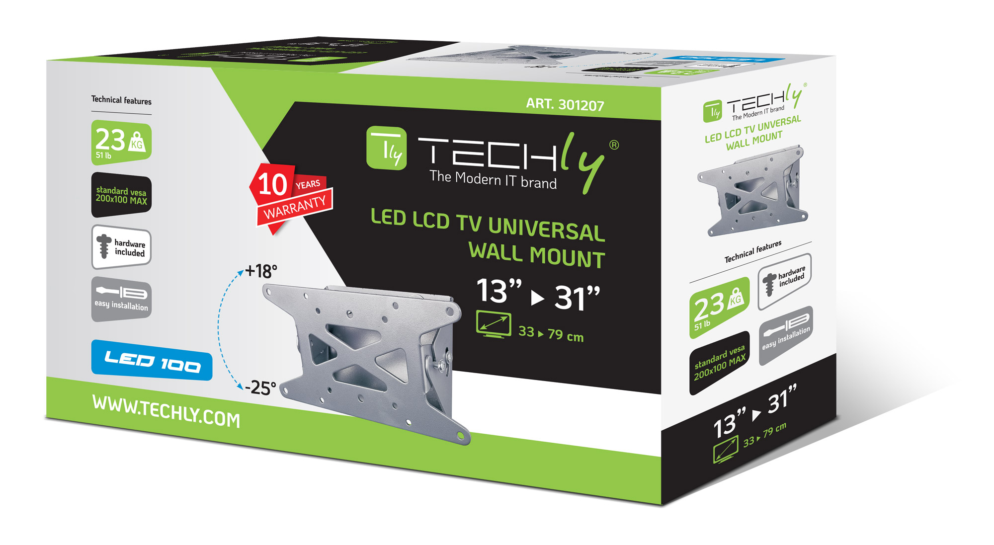 Supporto a muro per TV LED LCD 13''-31'' inclinabile - immagine 2