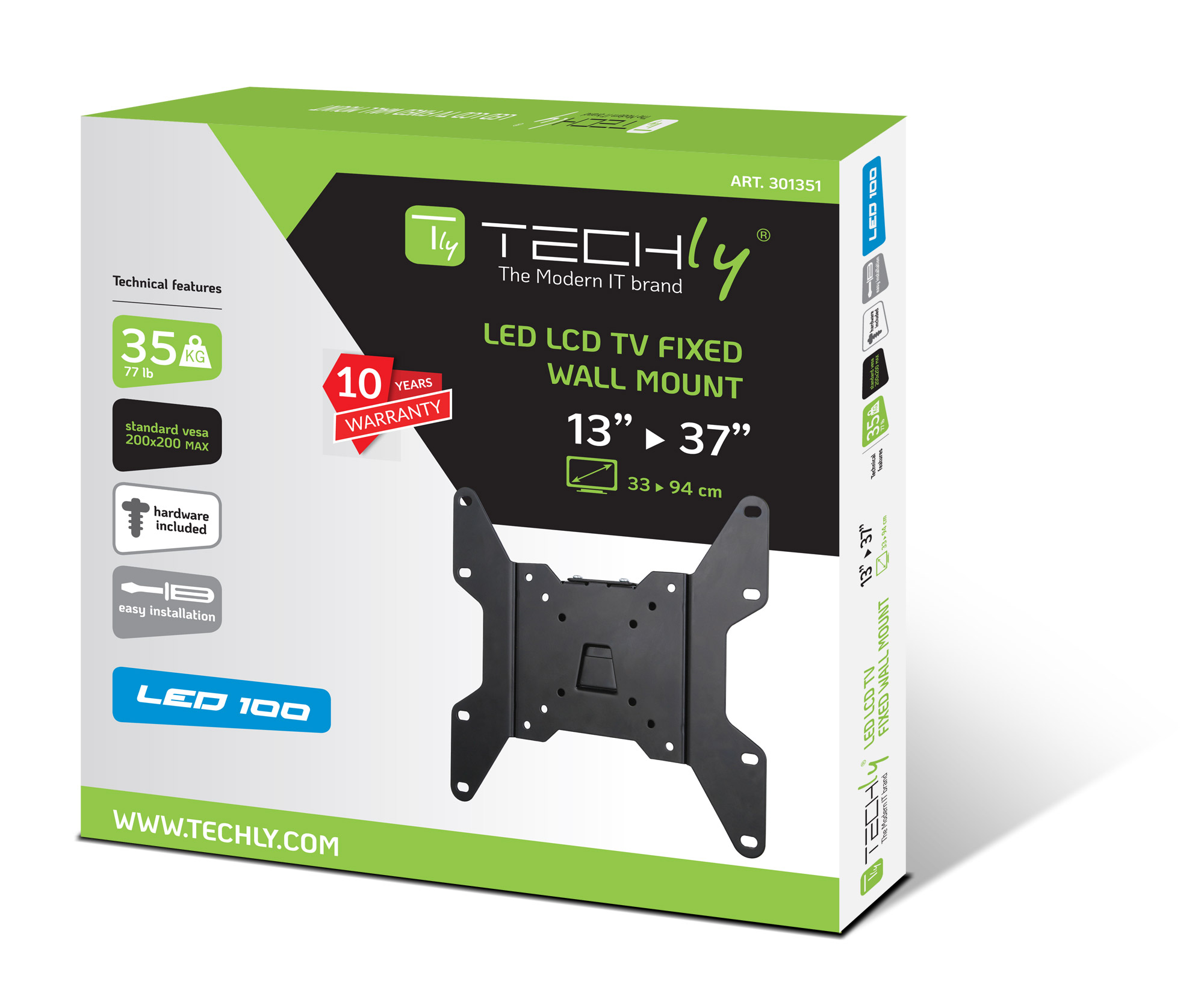 Supporto a muro per TV LED LCD 13''-37'' fisso Nero - immagine 2