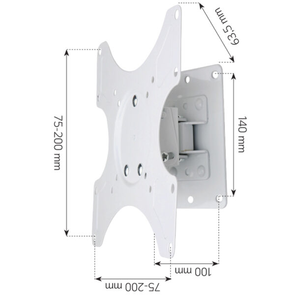Supporto a muro per TV LED LCD 19 - 37'' inclinabile 1 snodo Bianco - immagine 4