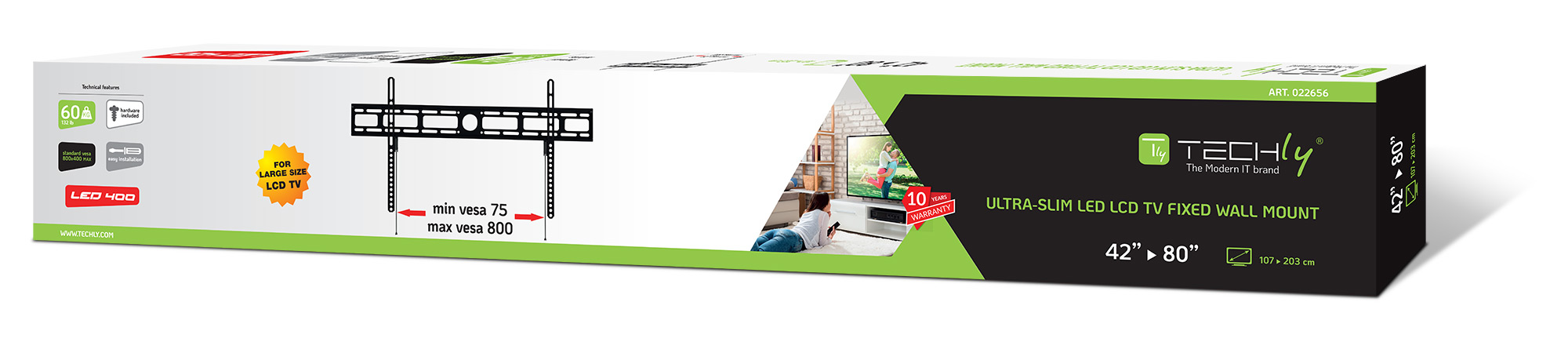 Supporto a Muro per TV LED LCD 42-80'' Ultra Slim fisso H400mm - immagine 2