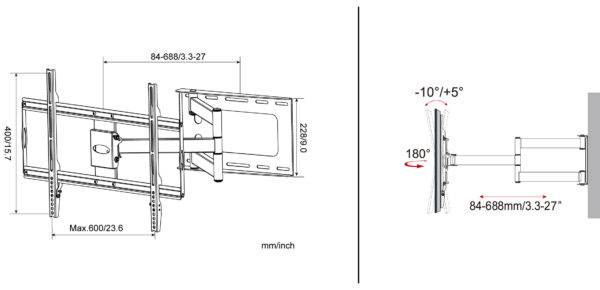 Supporto a Muro Slim per TV LED LCD 32-70'' Nero - immagine 4