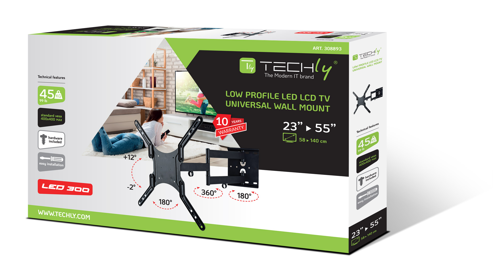 Supporto a Muro Ultra Slim per TV LED LCD 23-55'' Nero - immagine 2