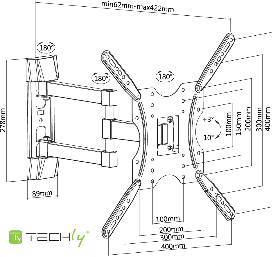 Supporto a Muro Ultra Slim per TV LED LCD 32-55'' Nero - immagine 3