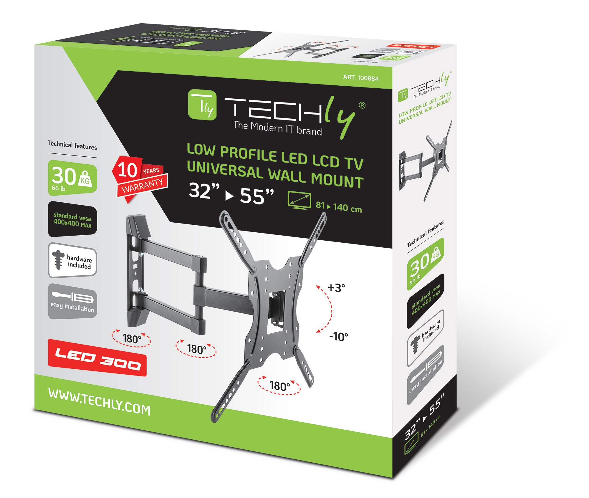 Supporto a Muro Ultra Slim per TV LED LCD 32-55'' Nero - immagine 2