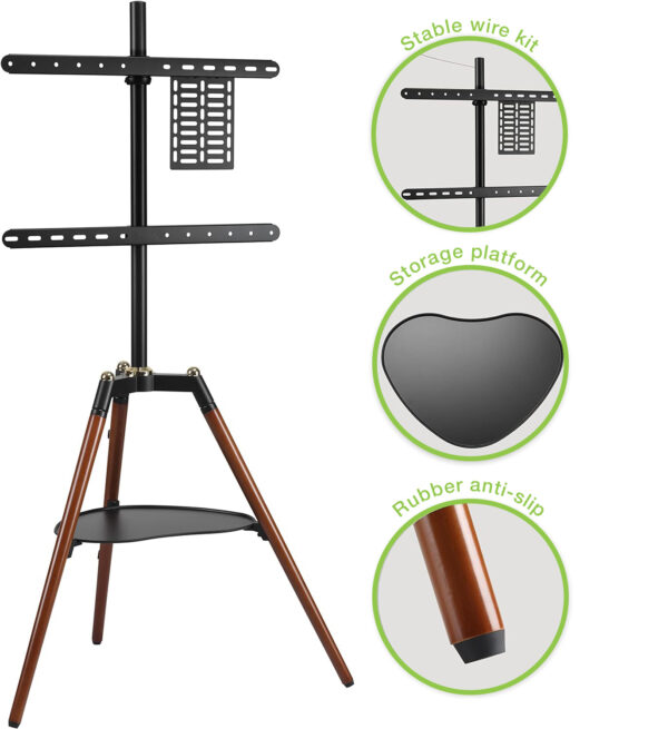 Supporto a Pavimento Cavalletto Tripod per TV LCD/LED/Plasma 32-65'' con Mensola - immagine 6