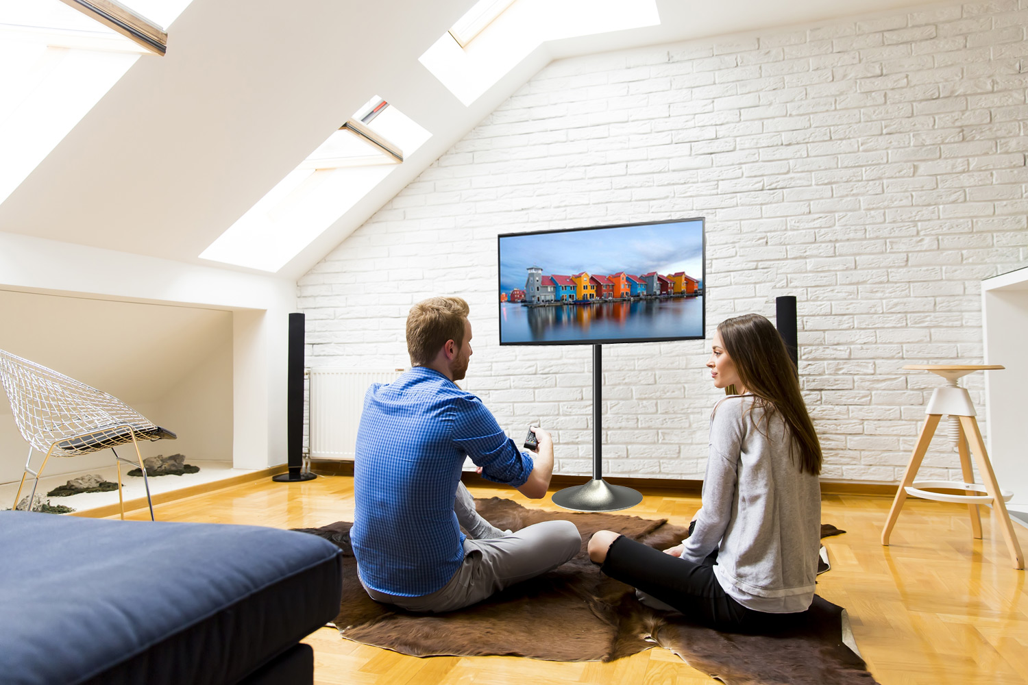 Supporto a Pavimento Colonna a Base Circolare per TV LCD/LED 13-27'' - immagine 5