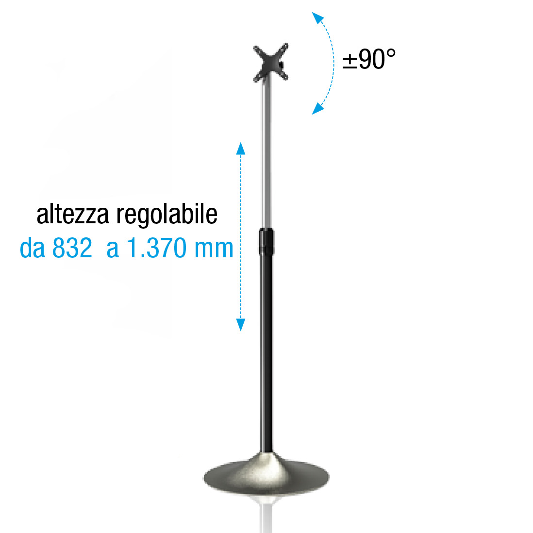 Supporto a Pavimento Colonna a Base Circolare per TV LCD/LED 13-27'' - immagine 8