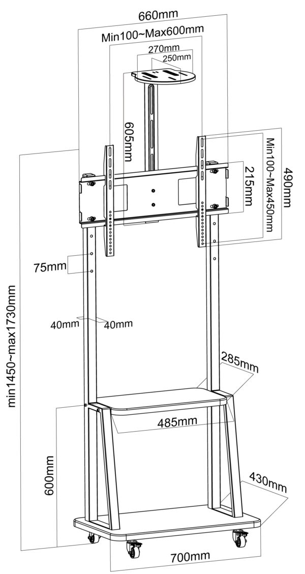 Supporto a Pavimento con Mensola per TV LCD/LED/Plasma 32-70'' - immagine 3