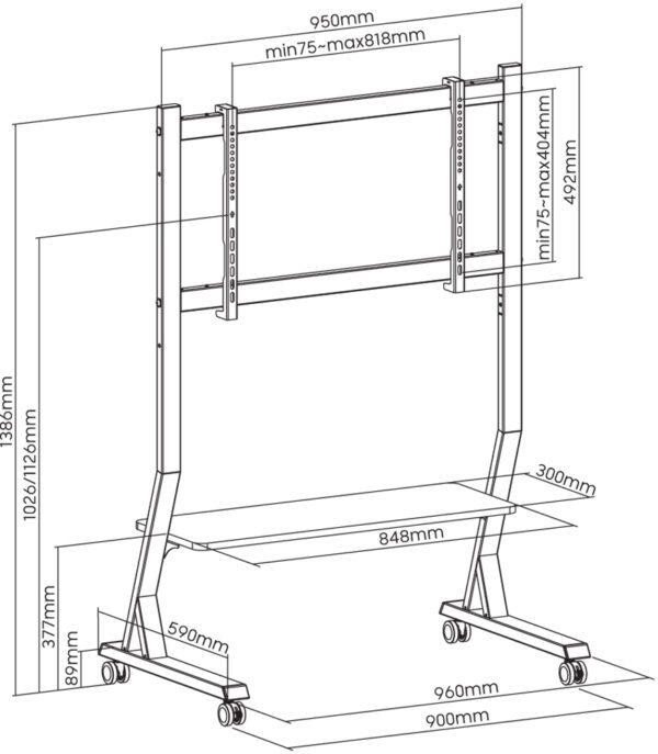 Supporto a Pavimento con Mensola per TV LCD/LED/Plasma 45-90'' - immagine 2