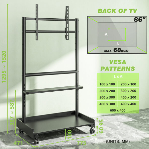 Supporto a Pavimento con Mensola per TV LCD/LED/Plasma 50-86'' - immagine 8
