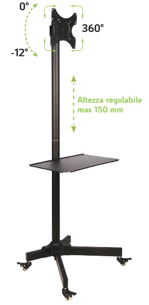Supporto a Pavimento con Mensola Trolley TV LCD/LED/Plasma 19''-37'' - immagine 5