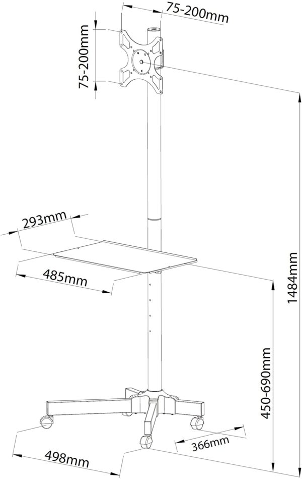 Supporto a Pavimento con Mensola Trolley TV LCD/LED/Plasma 19''-37'' - immagine 2