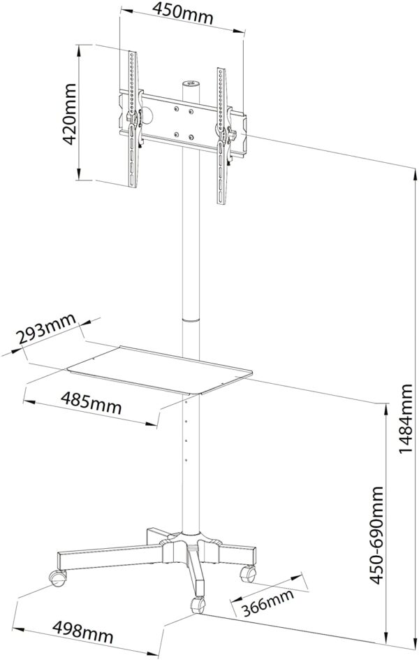 Supporto a Pavimento con Mensola Trolley TV LCD/LED/Plasma 23''-55'' - immagine 3