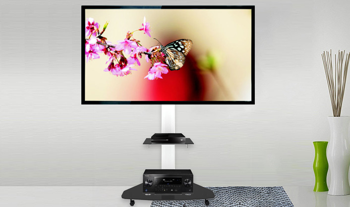 Supporto a Pavimento con Mensola Trolley TV LCD/LED/Plasma 37-70'' Bianco - immagine 9