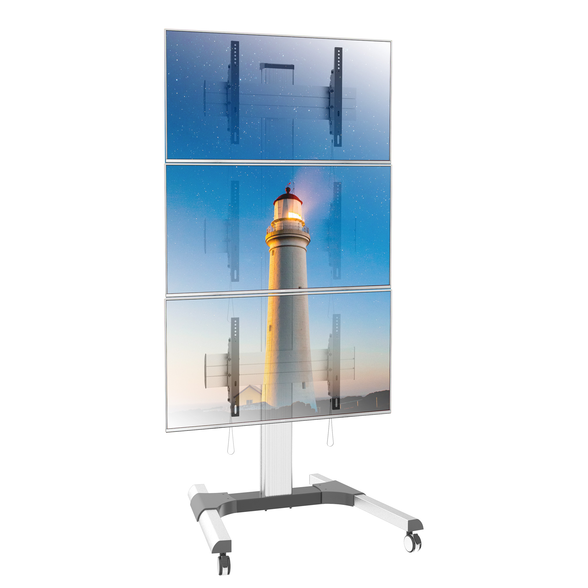Supporto a Pavimento per 3 TV LCD/LED 32-55'' per Video Wall - immagine 4