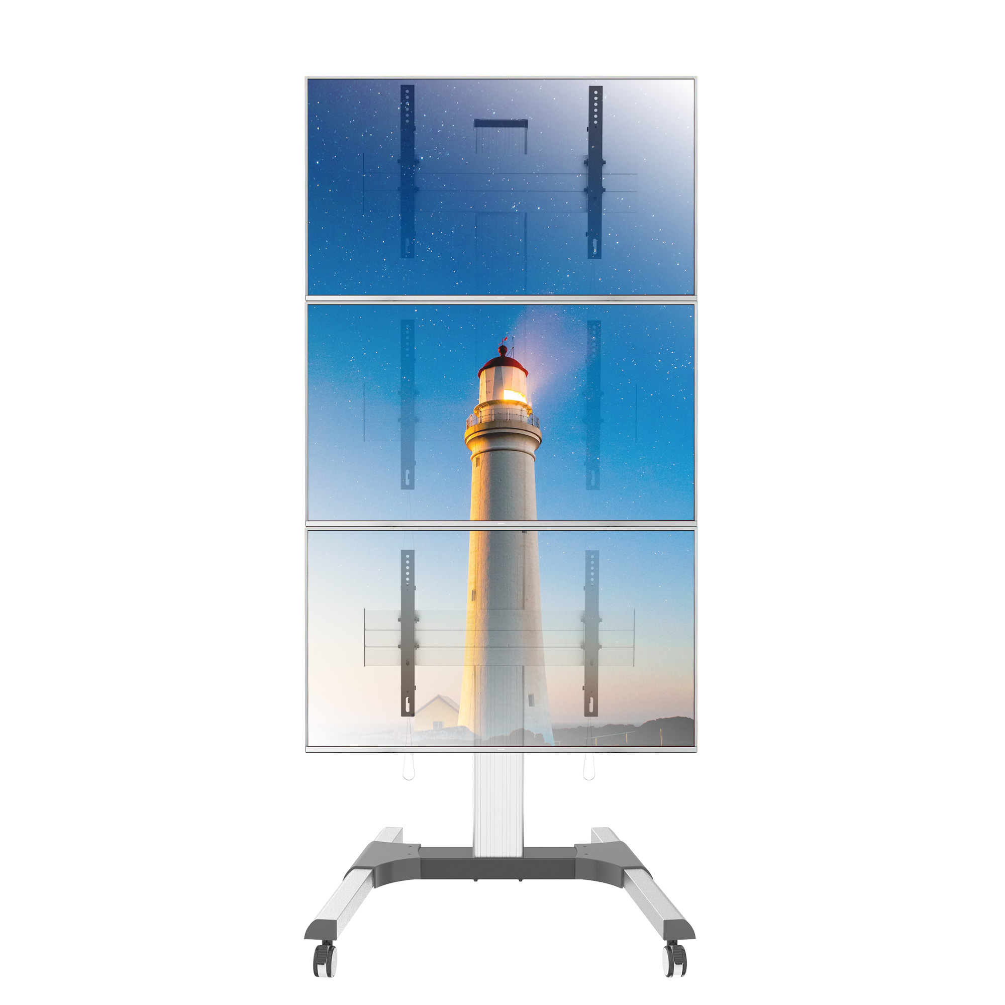 Supporto a Pavimento per 3 TV LCD/LED 32-55'' per Video Wall - immagine 7