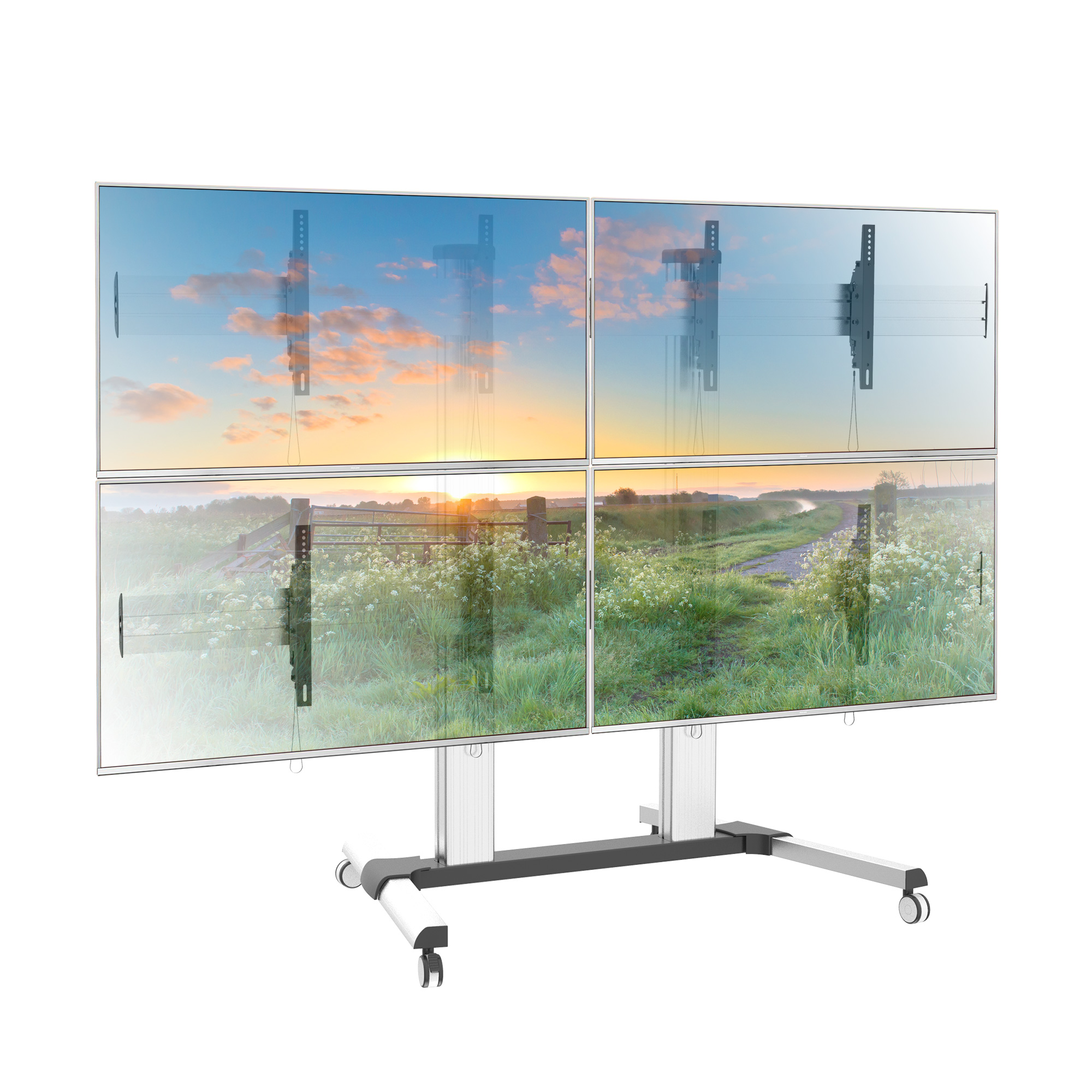 Supporto a Pavimento per 4 TV LCD/LED 32-60'' per Video Wall - immagine 4
