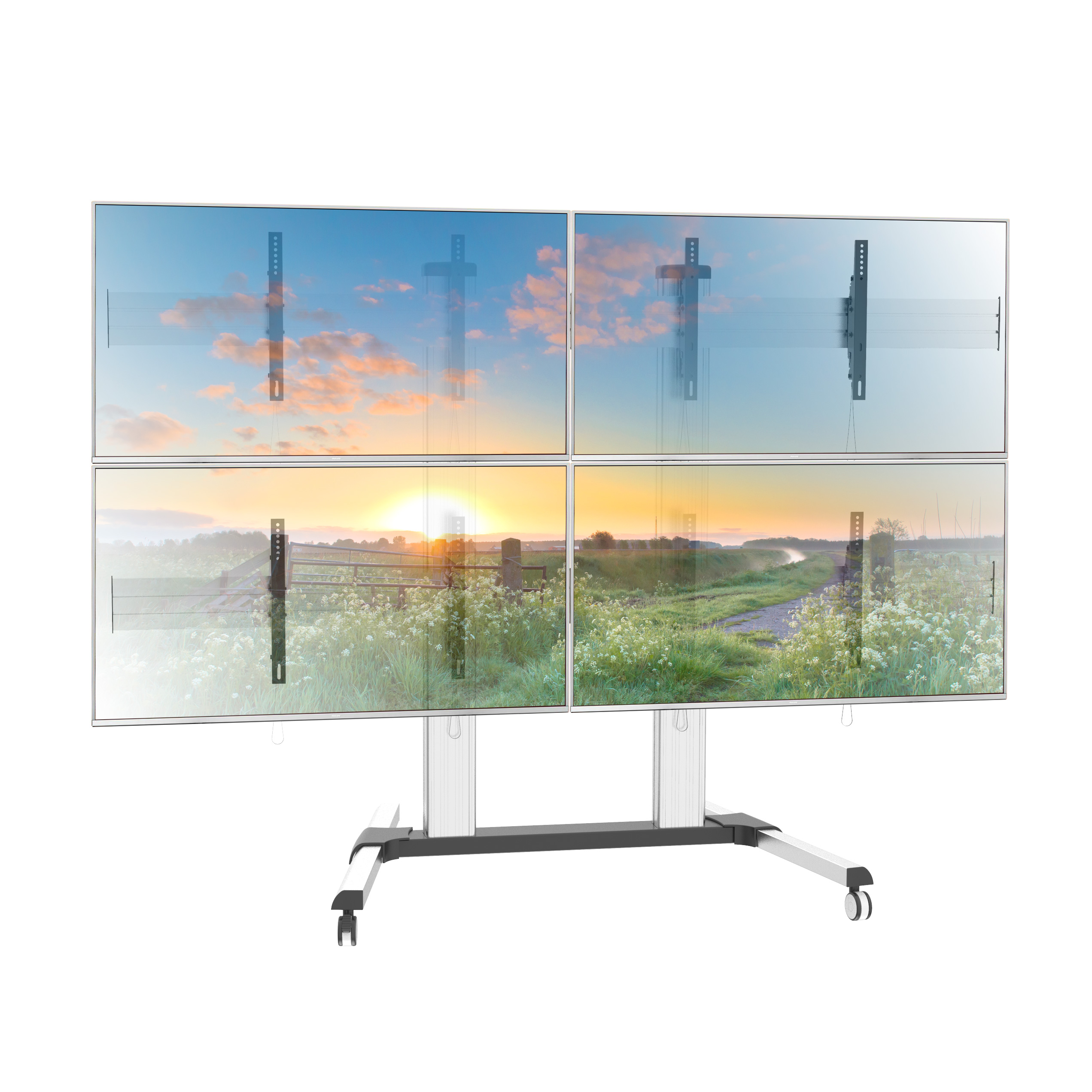 Supporto a Pavimento per 4 TV LCD/LED 32-60'' per Video Wall - immagine 7