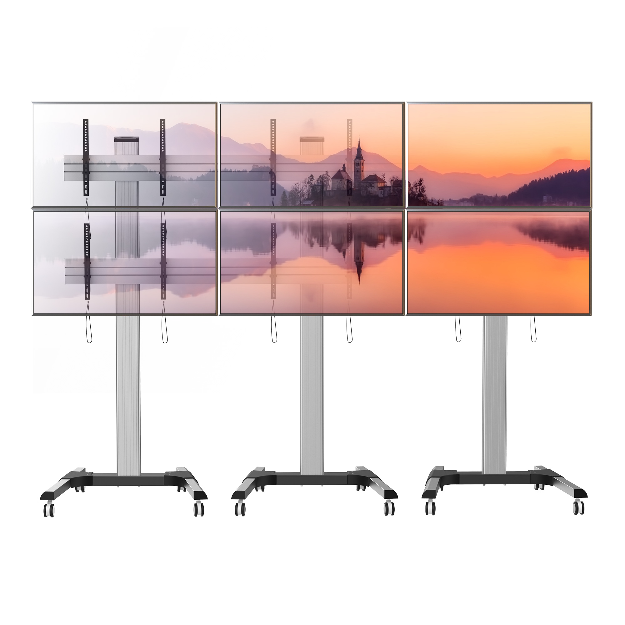 Supporto a Pavimento per 6 TV LCD/LED 22-55'' per Video Wall - immagine 6