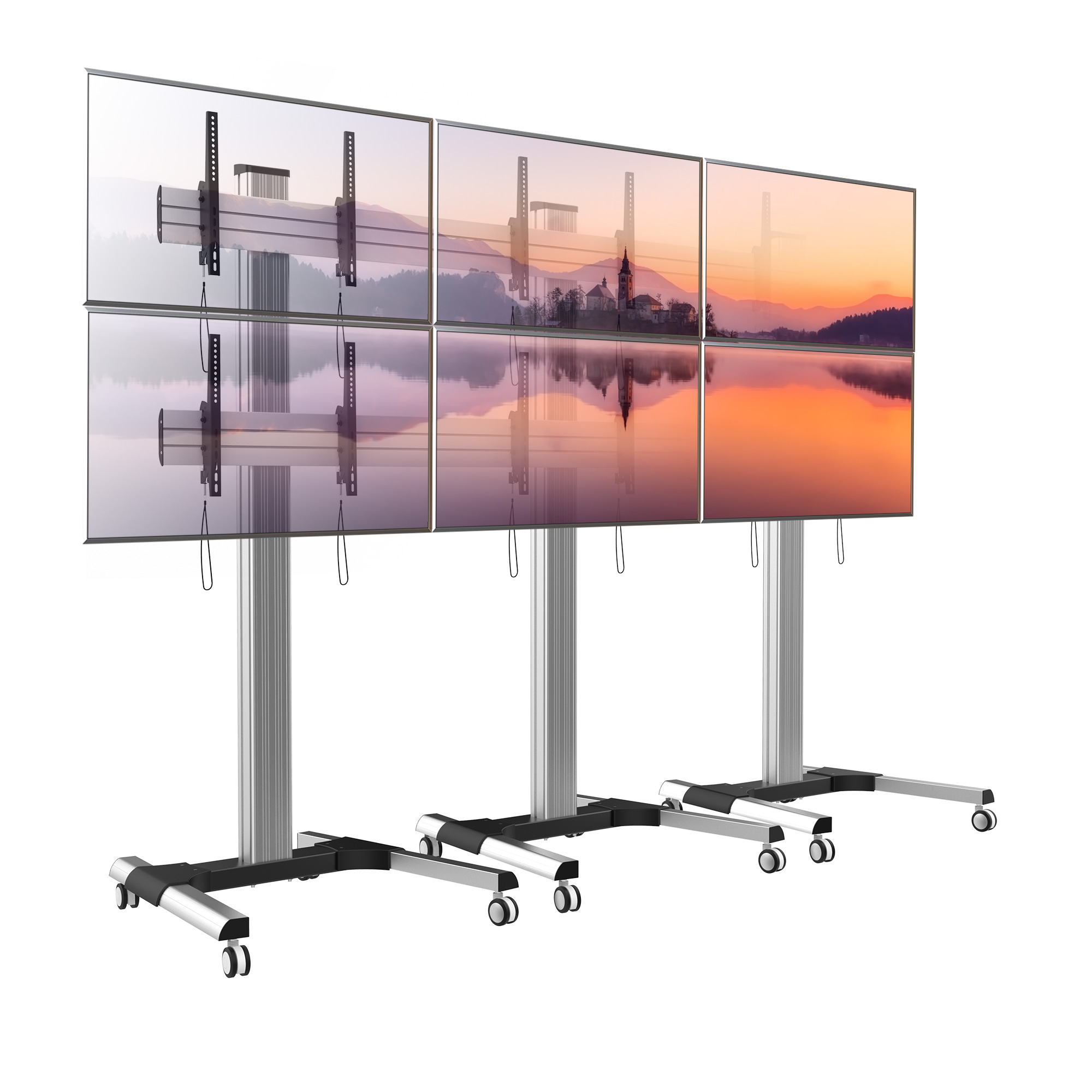 Supporto a Pavimento per 6 TV LCD/LED 22-55'' per Video Wall - immagine 2