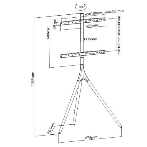 Supporto a Pavimento Cavalletto Tripod per TV LCD/LED/Plasma 45-65'' - immagine 3