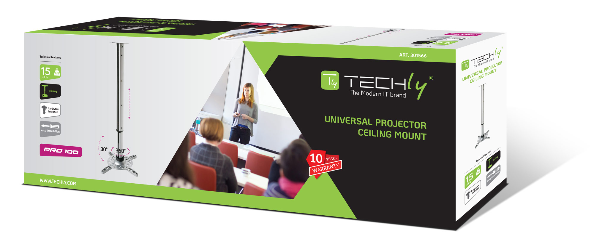 Supporto a Soffitto per Proiettori Estensione 30-37 cm Silver - immagine 2