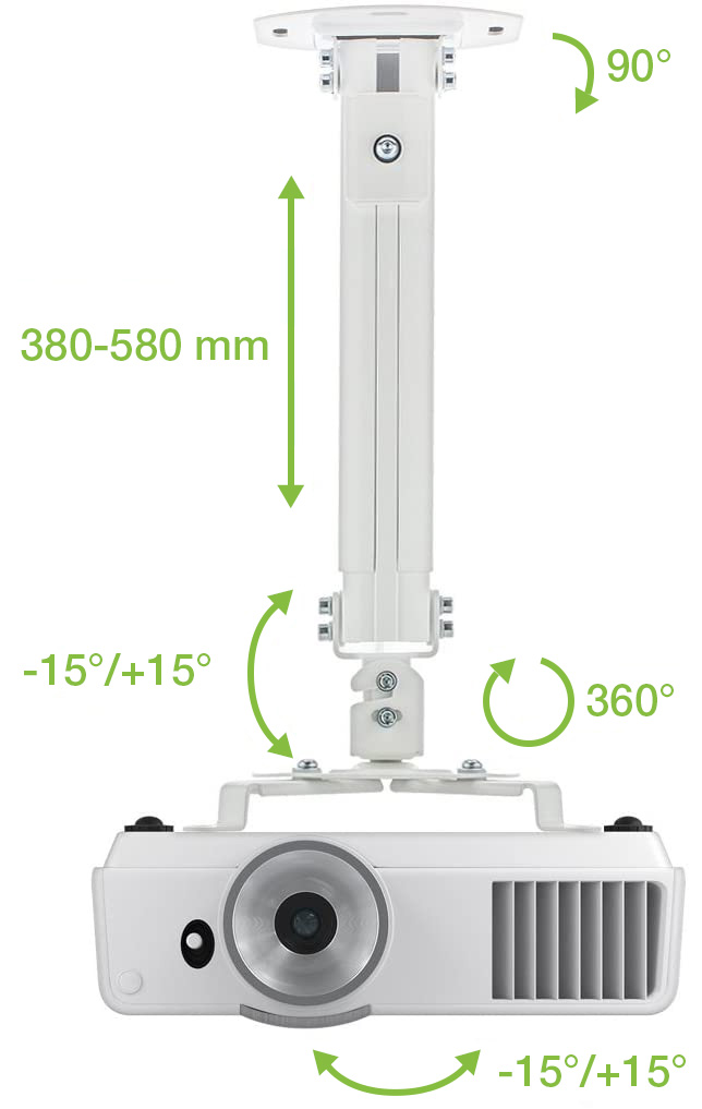 Supporto a Soffitto per Proiettori Estensione 380-580 mm Silver - immagine 5
