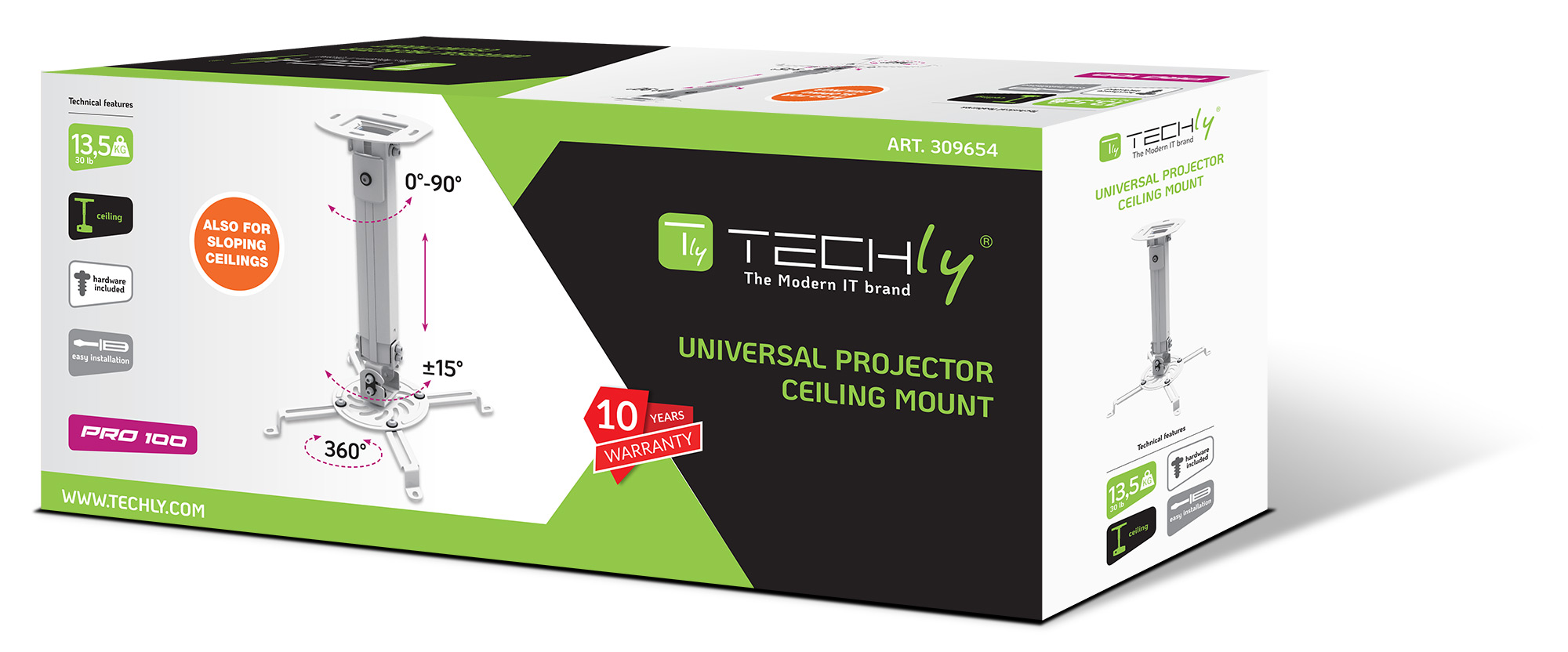 Supporto a Soffitto per Proiettori Estensione 380-580 mm Silver - immagine 2