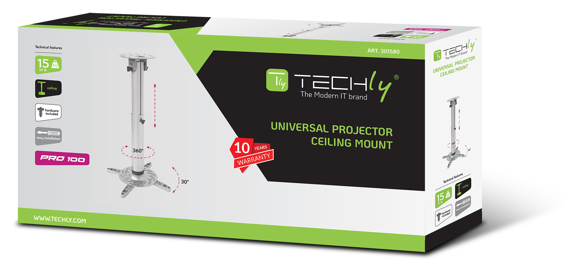 Supporto a soffitto professionale per proiettori estensione 50-77 cm - immagine 2