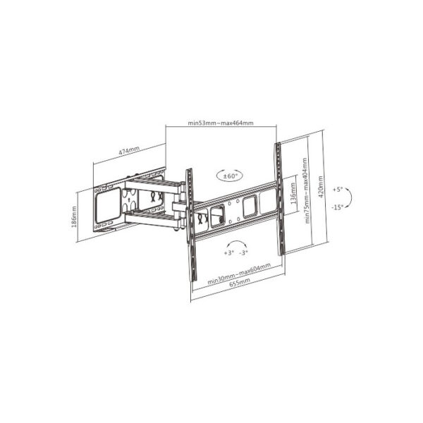 Staffa da Muro con Doppio Braccio per TV LED/LCD 37-70'' - immagine 3