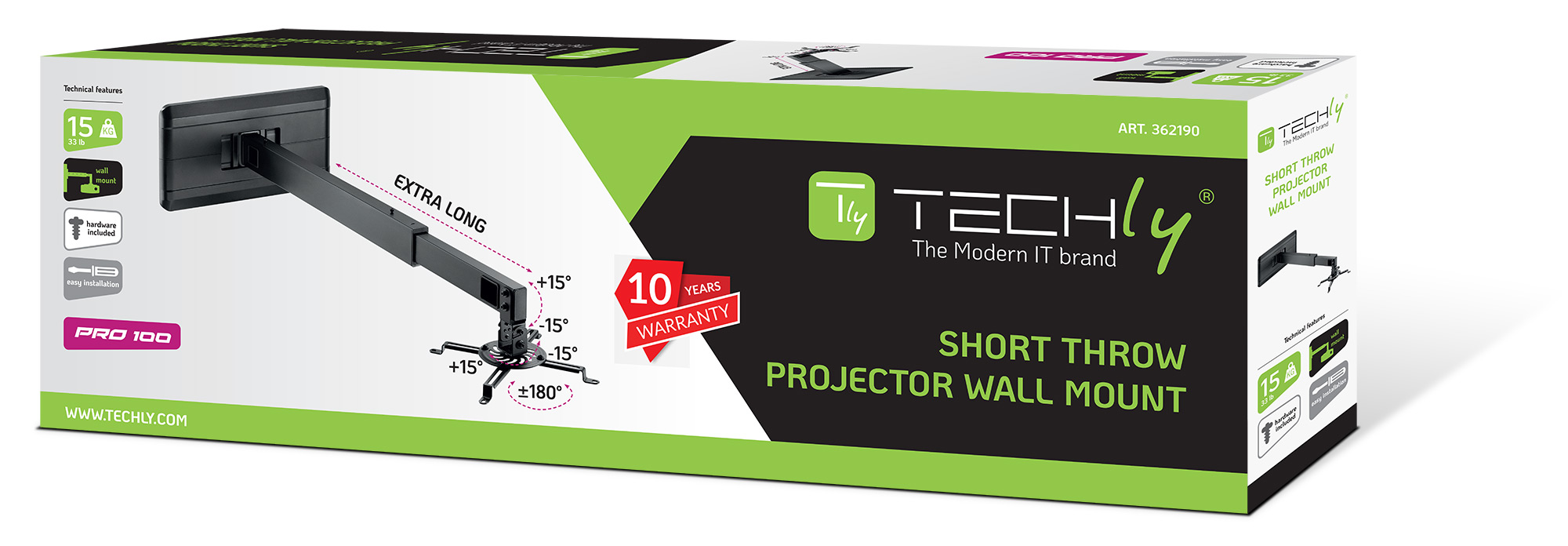 Supporto da Parete Telescopico per Proiettori ottica corta extra estensione - immagine 2