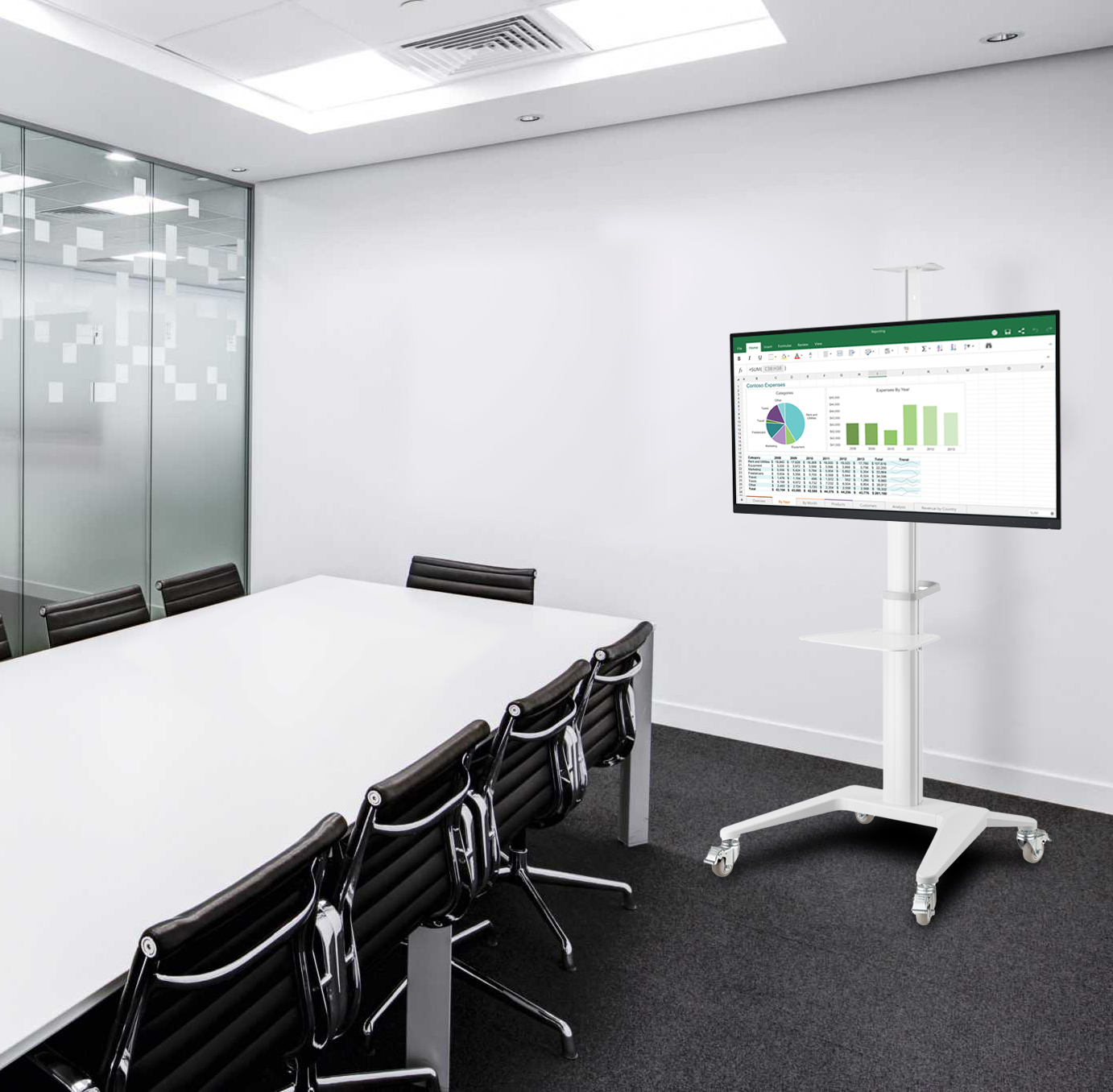 Supporto da Pavimento per TV da 37'' a 70'' Bianco - immagine 9