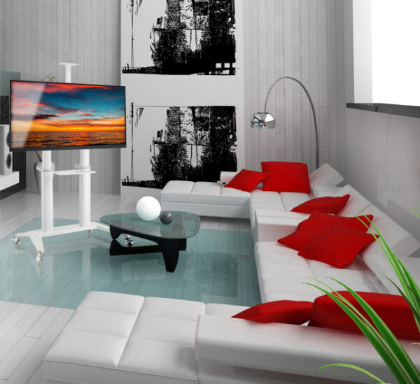 Supporto da Pavimento per TV da 70'' a 120'' Bianco - immagine 9