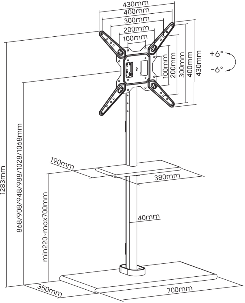 Supporto da Pavimento per TV LCD/LED/Plasma da 23'' a 55'' - immagine 3