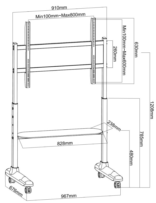 Supporto da Pavimento TV LCD/LED 32-90'' con Mensola - immagine 2