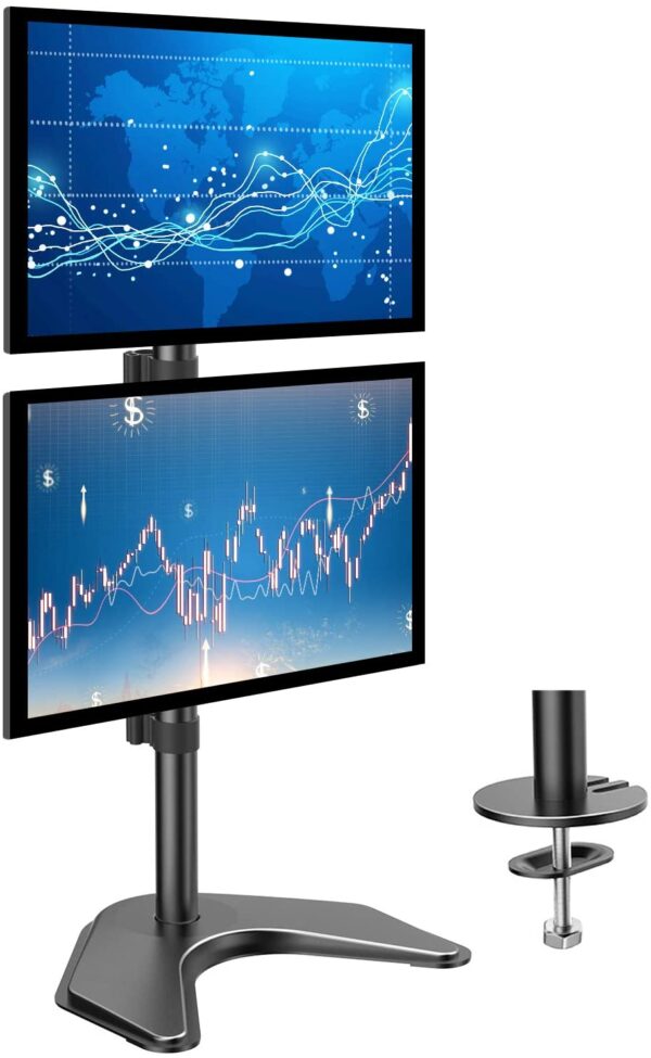 Supporto da Scrivania 2 Monitor 13-27'' Fissaggio con Base o Vite Passante - immagine 5