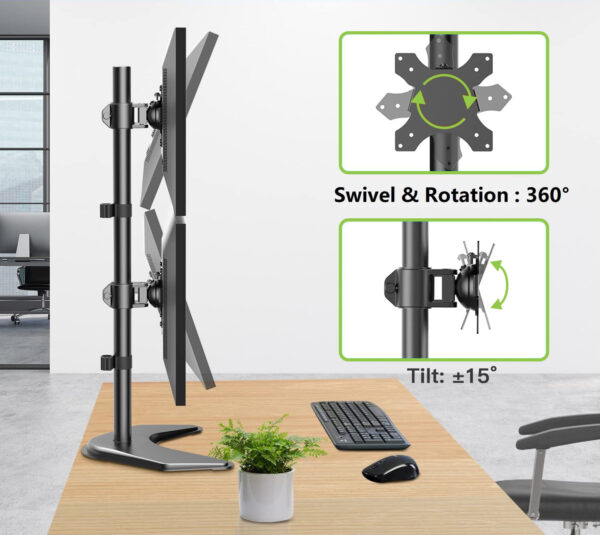 Supporto da Scrivania 2 Monitor 13-27'' Fissaggio con Base o Vite Passante - immagine 10
