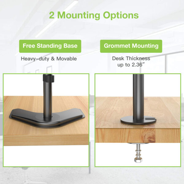 Supporto da Scrivania 2 Monitor 13-27'' Fissaggio con Base o Vite Passante - immagine 7