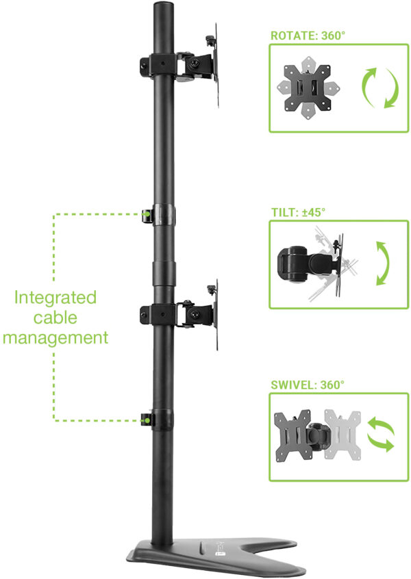 Supporto da Scrivania 2 Monitor 17-32'' con Base e Supporto per Smartphone - immagine 6