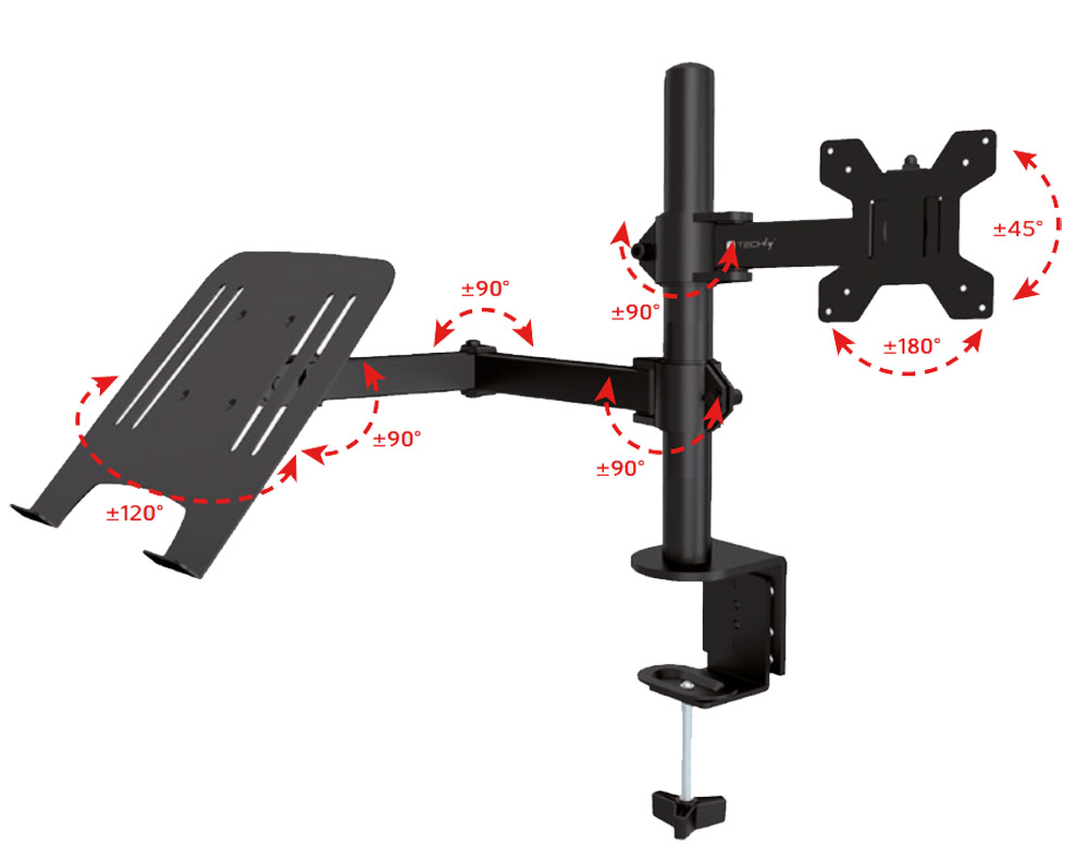 Supporto da Scrivania Braccio per Monitor 13-32'' e Mensola per Laptop - immagine 5