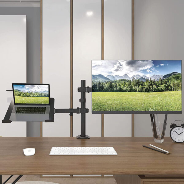 Supporto da Scrivania Braccio per Monitor 13-32'' e Mensola per Laptop - immagine 4
