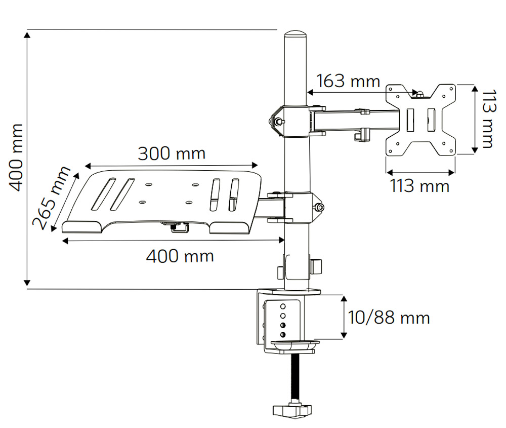 Supporto da Scrivania Braccio per Monitor 13-32'' e Mensola per Laptop - immagine 3