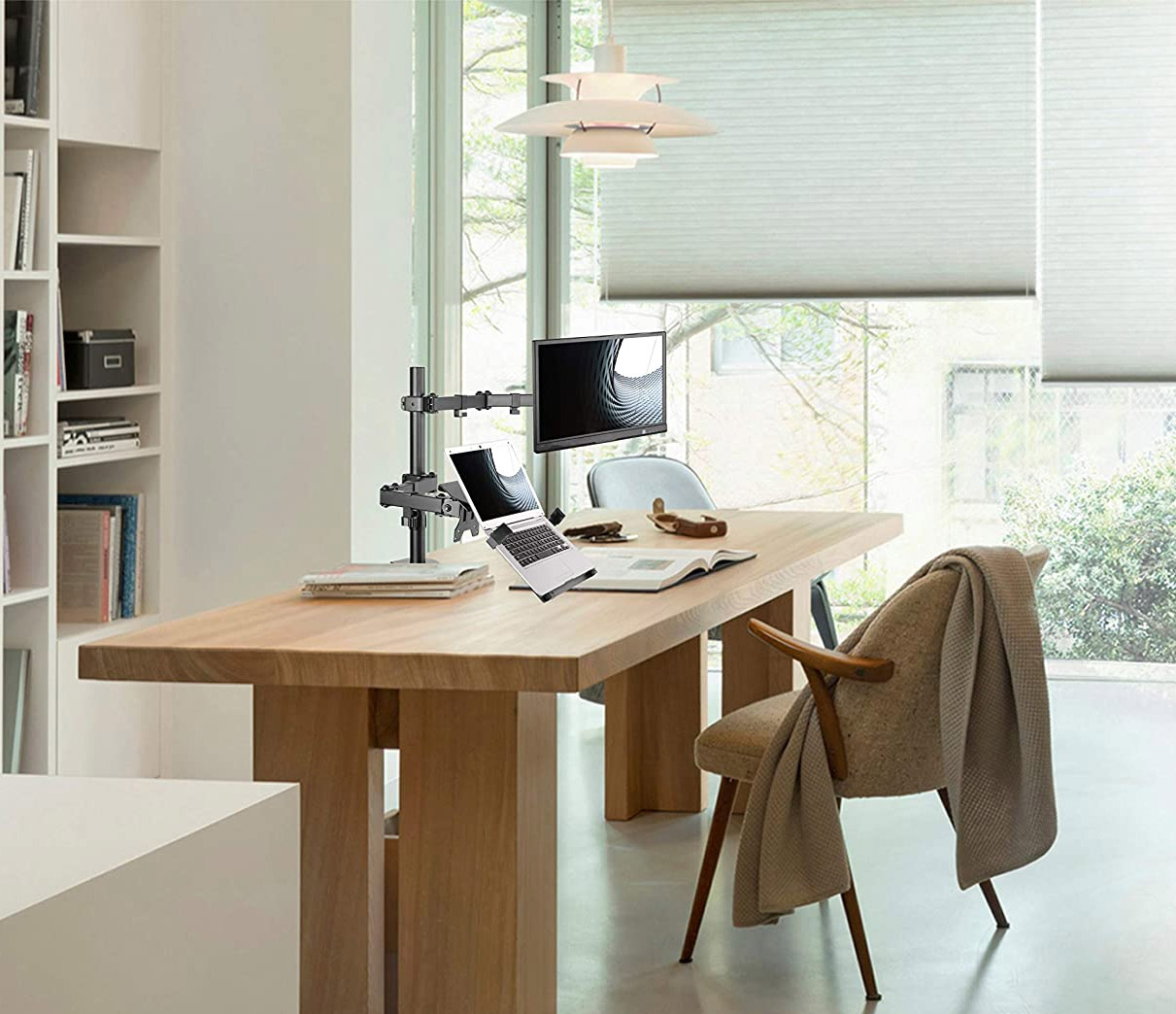 Supporto da Scrivania Braccio per Monitor 13-32'' e Mensola per Laptop - immagine 10