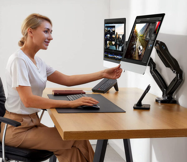 Supporto da Scrivania Doppio Monitor 17-32'' con Molla a Gas Nero - immagine 5