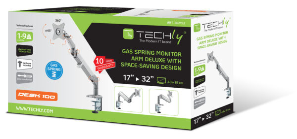 Supporto da Scrivania Monitor LED 17-32'' con Molla a Gas Bianco Silver - immagine 2